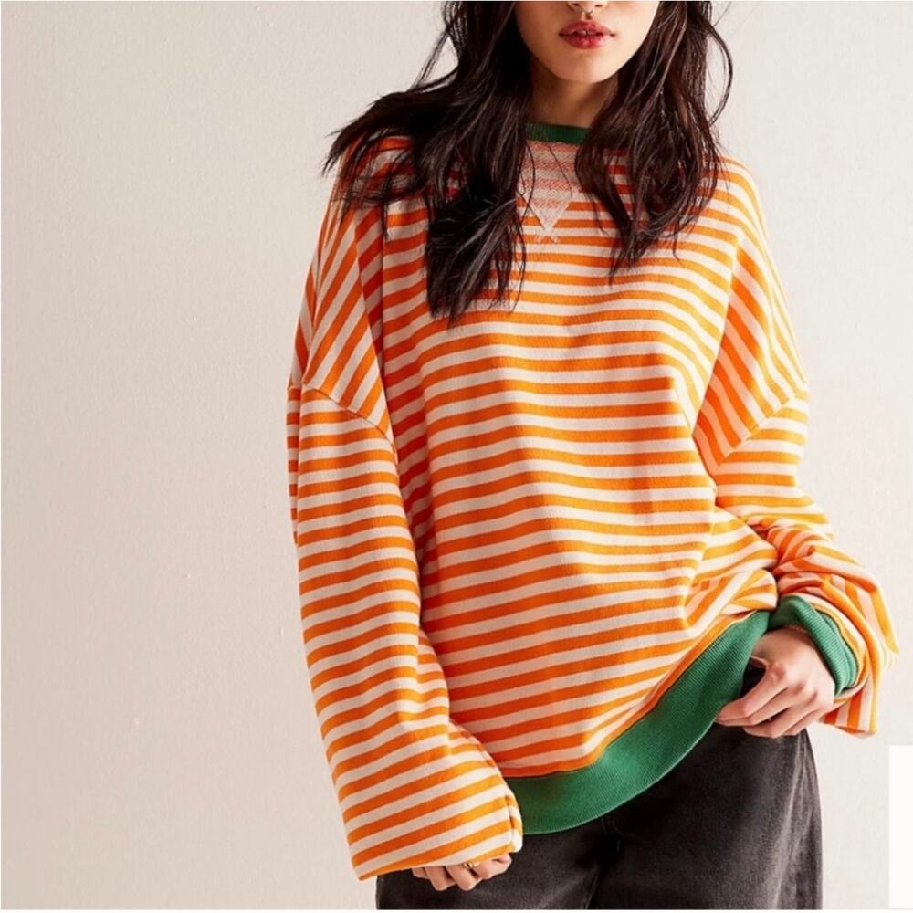 Free People We The Free Classic Striped Oversized Crewneck Sz. XL